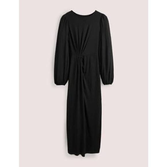 Boden Black Long Sleeve Ruched Knee Length Dress Size 6R Classic Breathable - Picture 1 of 7